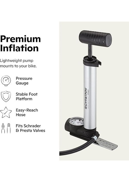 Air Sport Mini-Fahrradpumpe, Fuß-Zu-Boden- Oder Rahmen-Pumpen, Mit Messgerät Für Schrader- Und Presta-Ventilarten fiyatları