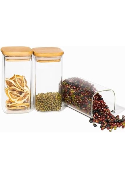 Home 2'li Vakum Kapaklı Borosilikat Cam Saklama Kabı Seti – Mini Boy, Hava Geçirmez, Gıda Saklama Için Ideal-Baharat,kahve,şeker-Mini Baharatlık (Bambu Kare, 150 Ml) indirimleri