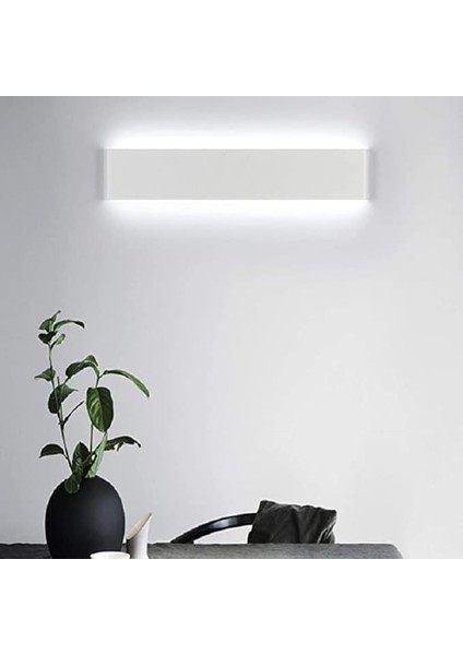 Dekoratif Çift Yönlü Duvar Aplik - Beyaz Kasa - 34X11CM (6500K Beyaz Işık)