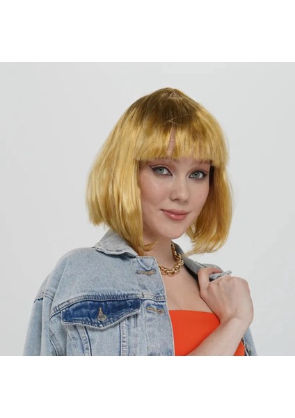 Buğz Düz Kesim Küt Parti Peruğu Altın Renk fiyatları