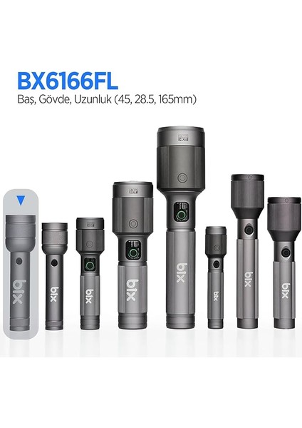 Flashlight BX6166FL 3W Led, Max. 1500 Lümen Parlaklık ve 368 Metreye Kadar Menzilli, Şarj Edilebilir, Güç Göstergeli ve Çok Modlu Kompakt Acil Durum Kamp Elektrik Kesintileri Outdoor Için El Fener modelleri