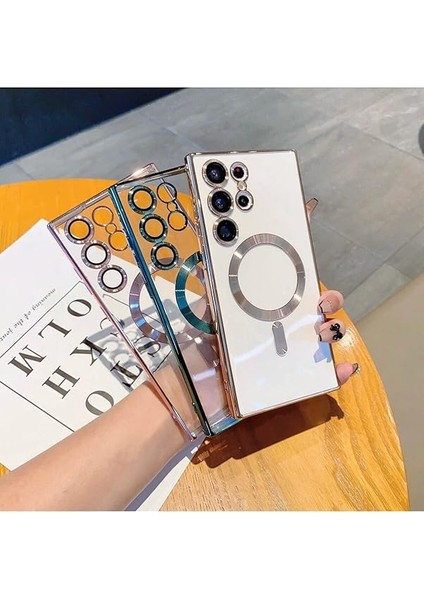 Galaxy S24 Ultra ile Uyumlu Kablosuz Şarj ile ile Uyumlu Kamera Koruyucu Şeffaf Lüks ile Uyumluı, Siyah fırsatları