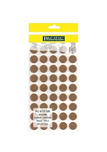 Mobilya Keçesi,kendinden Yapışkanlı Zemin Koruyucu Kahverengi (Çap 18MM) fiyatları