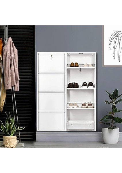 Beyaz Kilitli Metal Ayakkabılık - Ölçü Seçeneği Mac4-4 Kapaklı - 50X15X136 H fiyatları