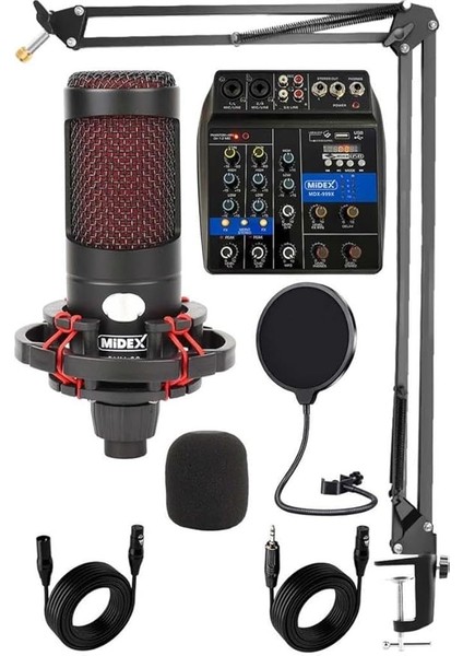 Cxn-30 Paket-2 +48V Mikserli Condenser Mikrofon Stand Seti