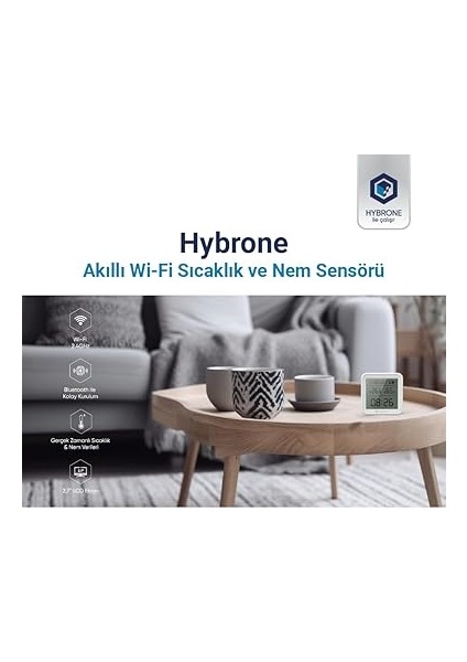 Akıllı Wi-Fi LCD Ekranlı Sıcaklık ve Nem Sensörü, Gerçek Zamanlı Sıcaklık ve Nem Verileri, Uygulama Üzerinden Anında Bildirim fiyatları