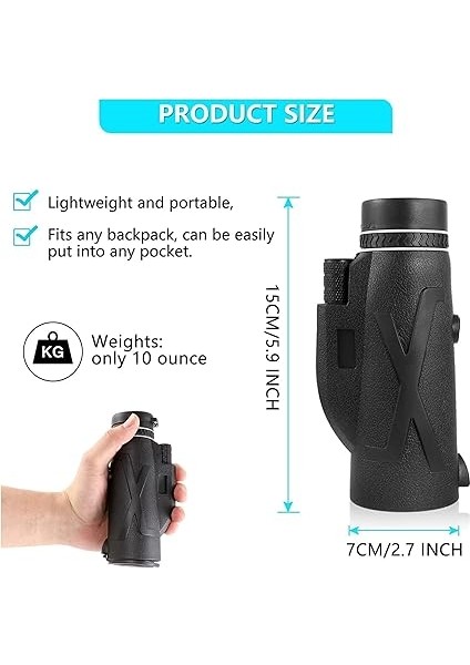 Teleskop, 80X100 Full Hd Yüksek Çözünürlük, 10 Km Görüş Mesafesi, 52 mm Objektif Lens, Gece Görüş Destekli, Tripod ve Telefon Tutuculu, Taşıma Çantalı Profesyonel Monoküler Dürbün indirimleri