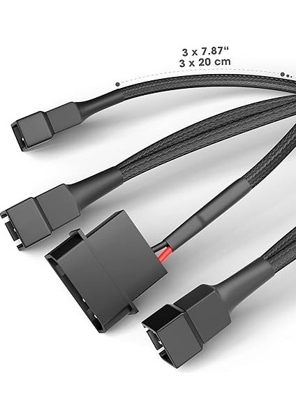 – 4 Pin Molex Fan Dağıtım Kablosu ((5,25 Inç) 12 V – 3 x 3 Pin Fiş 2 Kutuplu, 20-20-20CM) fırsatları