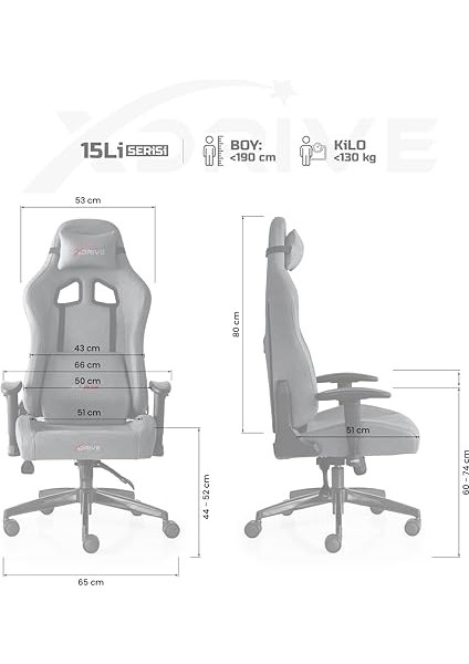 15'li Plus Profesyonel Oyuncu Koltuğu Kumaş Gri/siyah modelleri