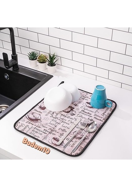 Bulaşık Kurutma Matı Kurulama Bezi Örtüsü Tezgah Üstü Ped Mutfak Bulaşıklık Yıkanabilir 45X36 cm modelleri