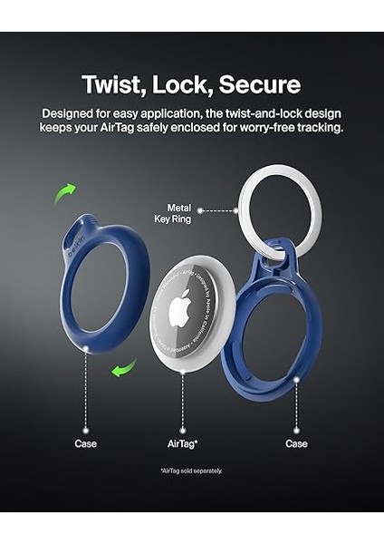 Airtag Anahtarlık Kılıfı (Air Tag Için Güvenli Tutucu Koruyucu Kılıf, Çizilmeye Karşı Korumalı Aksesuar), 2'li Paket, Mavi fırsatları