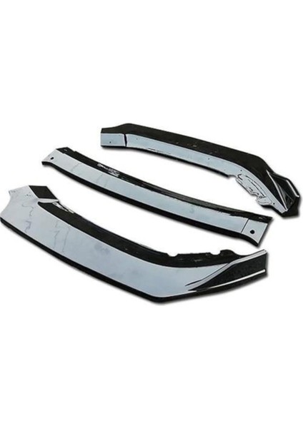 Seat Leon 2012-2020 Mk3 Uyumlu M Ön Tampon Lip 3 Parça Piano Black Siyah