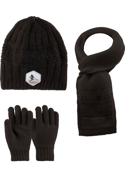 9-15 Yaş Garson 3'lü Takım Erkek Atkı, Eldiven ve Şapka Set Içi Polarlı