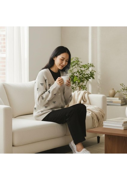 Fiyonk Desenli Çelik Örme Triko V Yaka Hırka fiyatları