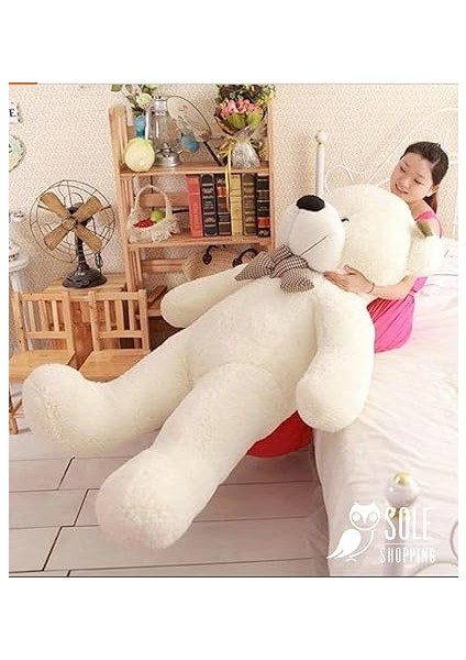Hediye- 160 cm Ithal Kumaş Papyonlu Dev Boy Peluş Ayı Beyaz modelleri