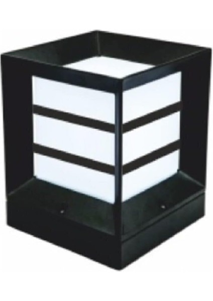 Ags Plastik Bahçe Aydınlatma Kare Küp Izgaralı Siyah