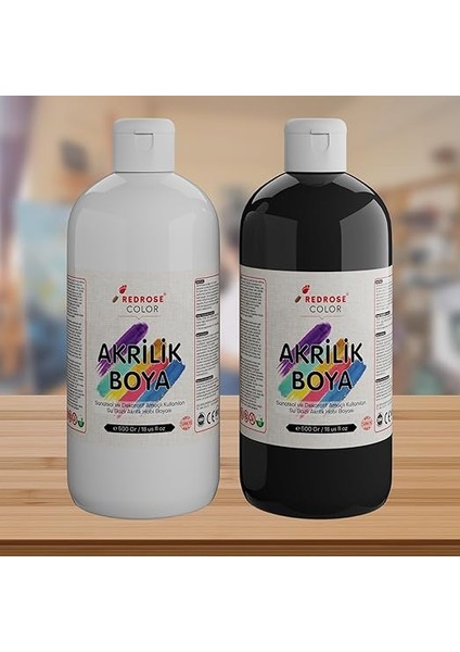 Rose Beyaz, Siyah Akrilik Boya 2'li Set 2X500 gr fiyatları