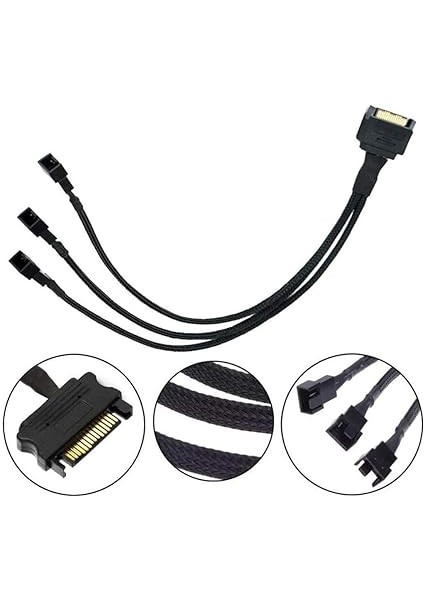 Plus PX-4597 Psu Sata Power To Fan Çevirici 3 Port Y Pin Pwm Çoklayıcı Splitter Fan Kablosu fiyatları