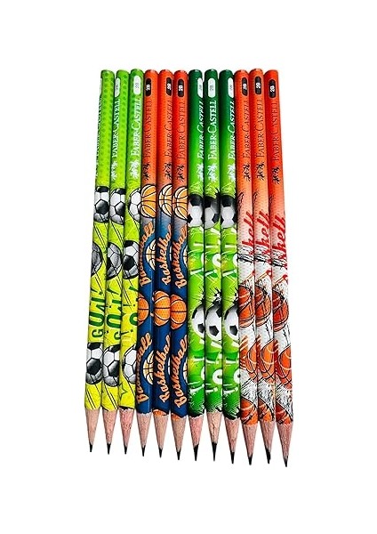 Spor Temalı Kurşun Kalem Seti, 2b, 12 Adet, Futbol ve Basketbol Desenli fiyatları