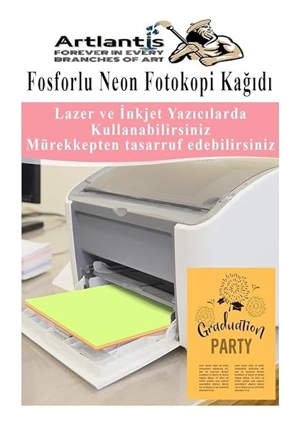 Neon Fosforlu Renkli A4 Fotokopi Kağıdı 100 Lü 1 Paket 100 Adet Fosforlu 5 Renk Parlak Canlı Renkler Fotokopi Kağıdı fırsatları