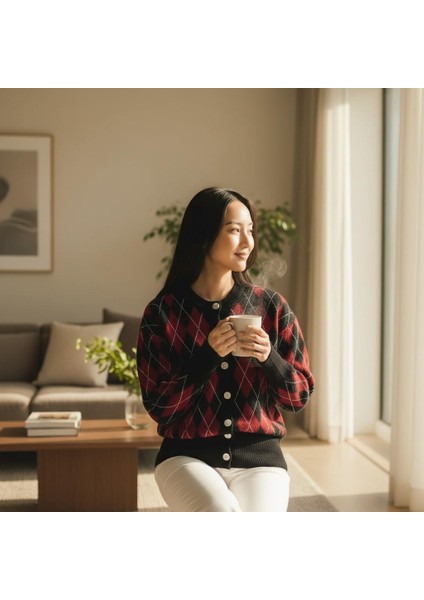 Fiyonk Desenli Çelik Örme Triko V Yaka Hırka fiyatları