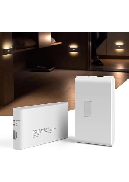 Geldi 2 Adet Sensörlü Aplik Gece Lambası Şarjlı Mıknatıslı Hero LED Beril Merdiven Koridor Aydınlatma (2)