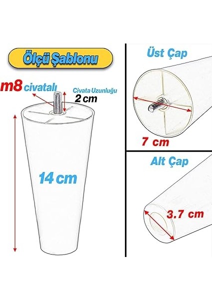 Adet Plastik Ayak 14 cm Mobilya Sehpa Kanepe Ünitesi Koltuk Ayağı Baza Ayakları Beyaz Aparat Dahil fırsatları