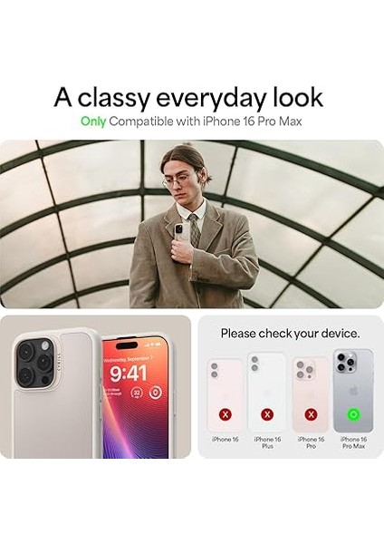 Ciel By Cyrıll iPhone 16 Pro Max Magsafe Kılıf Kajuk Mag Hava Kanalı Teknolojisi™ Askeri Sınıf Koruma Cream Vegan Deri Kapak - ACS08396 modelleri