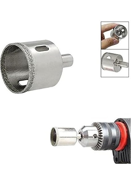 Granit Fayans Porselen Cam 33MM Yuvarlak Delme Pancı Elmas Uçlu Delik Açma Karot Matkap Ucu