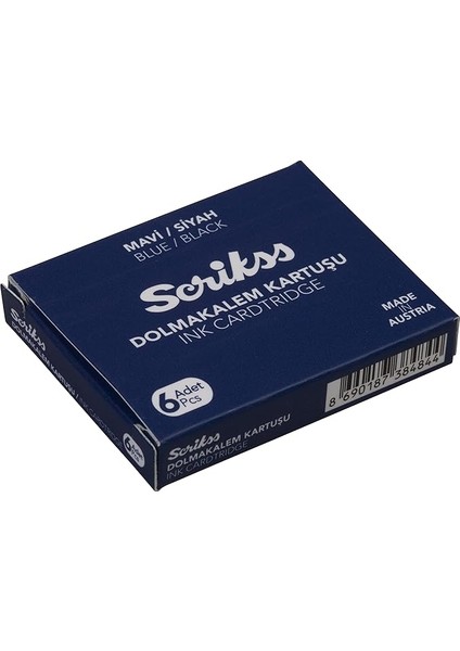 Dolma Kalem Kartuşu Mavi Siyah 6'lı Paket