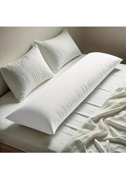 Uzun Vücut,baş Yastığı, 137 cm x 48 Cm, Beyaz, Yumuşak Dolgulu