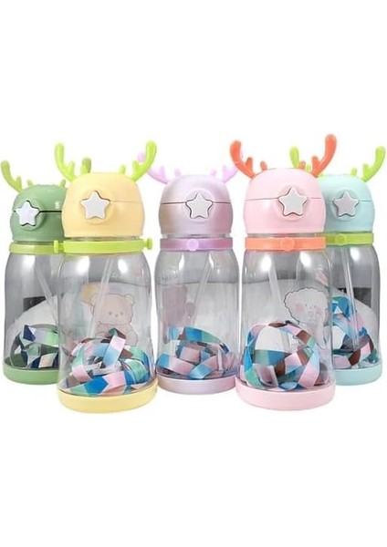 Home Geyik Boynuzlu Pipetli Su Matarası, 600 ml Su Şişesi, Çocuklar Için Eğlenceli ve Güvenli Içme Deneyimi, Bpa Içermeyen, Dayanıklı ve Renkli Suluk (Sarı) fiyatları