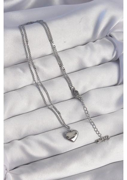 316L Çelik Gümüş Renk Kalp Model Love Kolye fiyatları