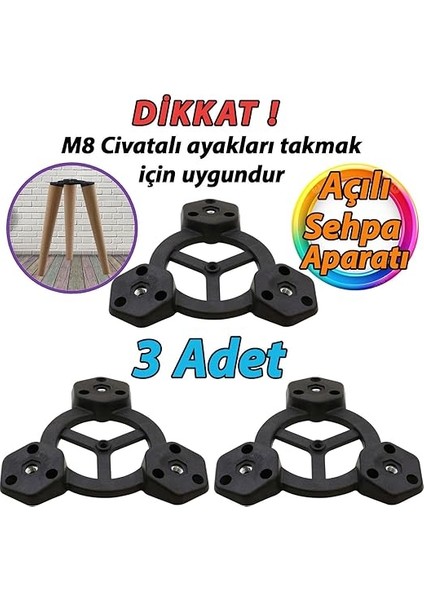 3 Adet Açılı Üçlü Sehpa Bağlantı Aparatı Zigon Puf Tabure Mobilya Masa Ayağı Ayak Takma Tabanı fiyatları