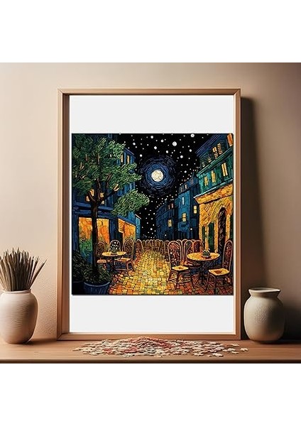 - Ahşap Puzzle Yetişkinler Için - Van Gogh Kafe Terasta Gece Reprodüksiyonu Benzersiz Parçalı Yapboz - 353 Parça - Yapıştırıcı Folyo - 29X29 cm - S1-32 modelleri