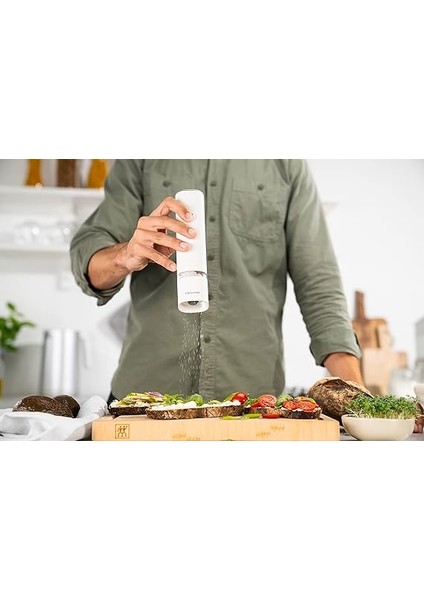 Enfinigy Elektrikli Tuz ve Karabiber Değirmeni, Seramik Değirmenli ve LED Aydınlatmalı, USB ile Şarj Edilebilir, Beyaz fırsatları