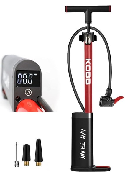 KB3256D 87 Psı Dijital Basınç Göstergeli Taşınabilir El Pompası, Kırmızı/siyah
