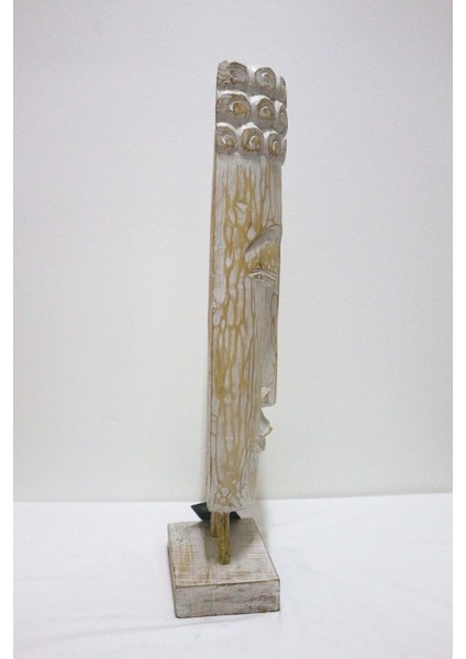 Ahşap Dekoratif Büyük Buda Mask Ayaklı 60 cm El Yapımı Otantik Budha modelleri