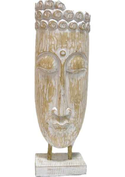 Ahşap Dekoratif Büyük Buda Mask Ayaklı 60 cm El Yapımı Otantik Budha fırsatları