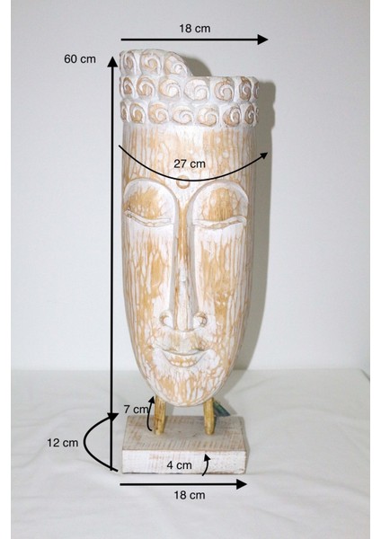 Ahşap Dekoratif Büyük Buda Mask Ayaklı 60 cm El Yapımı Otantik Budha indirimleri
