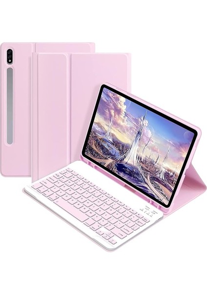 Galaxy Tab S9 Fe PLUS/S10 Plus/s9 PLUS12,4 Inç 12,4 ile Uyumlu Bluetooth Türkçe Q Klavyeli Kılıfı (Tablet Değildir) (Pembe)