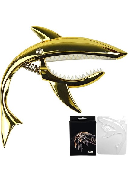 Köpekbalığı Gitar Capo, Çinko Alaşım Ton Klip Altın Elastik Yumuşak Ton Klip Elektrik Akustik Klasik Gitar Ukulele