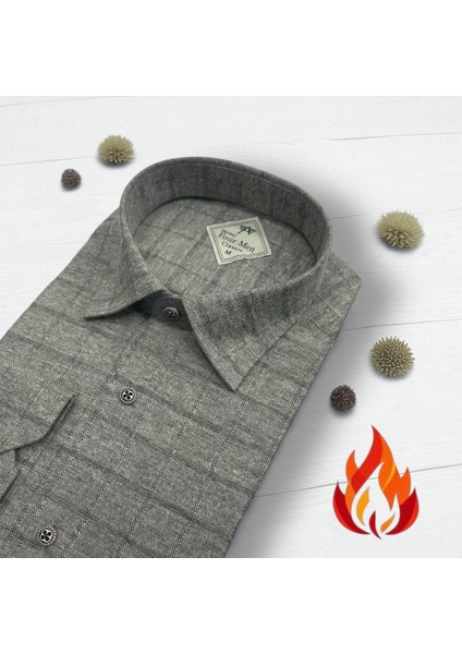 Klasik %100 Cotton Uzun Kollu Terletmeyen Kışlık Flanel Tek Cepli Gömlek (Regular Kalıp)
