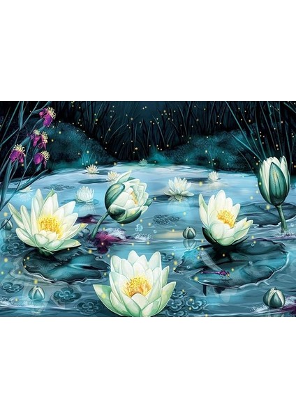 Puzzle 1000 Parça Yıldızlı Gecede Lotus Çiçekleri