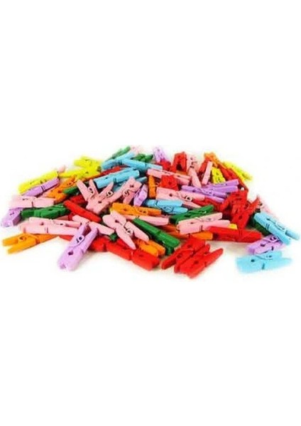 Buğz Ahşap Renkli Mini Mandal 100 Adet