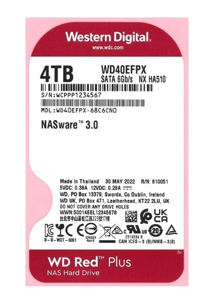 Digital 4tb Wd Red Plus Nas Dahili Sabit Disk HDD - 5400 Rpm, Sata 6 Gb/s, Cmr, 256 MB Önbellek, 3.5" -WD40EFPX fiyatları