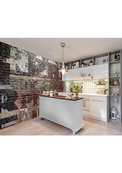 Rogues Tuğla Duvar Desenli Duvar Kağıdı, Gri, 3x2.4 Metre fiyatları