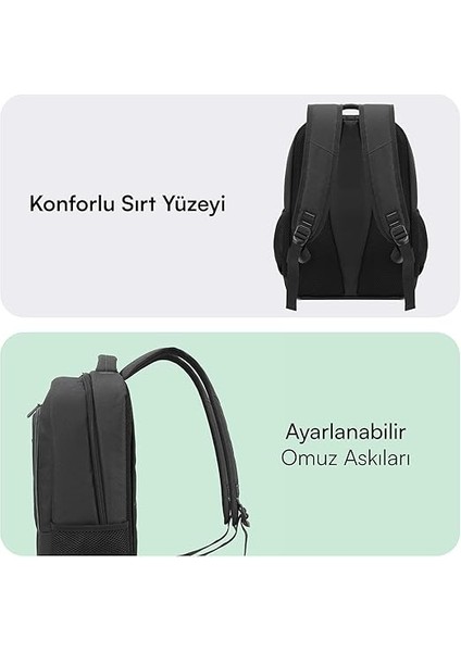 MCC-505 Bg Move 15.6 Inç Laptop Sırt Çantası, Mackbook Sırt Çantası, Bilgisayar ve Notebook Çantası, Kadın Erkek Bilgisayar Iş Çantası, Üniversite Okul Çantası, Siyah-Gri modelleri