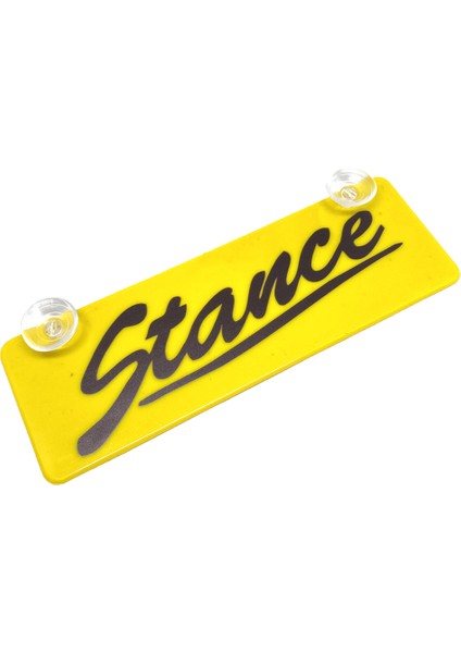 Stance Yazılı Sarı Dekor Plaka Vantuzlu Cam Süsü 22X7.5CM