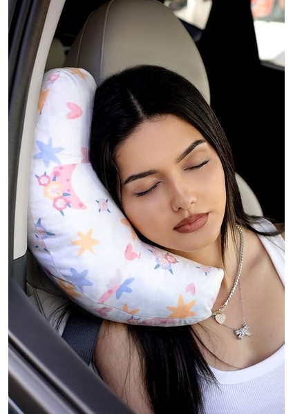 Seyahat Boyun Yastığı Ortopedik Araba Otobüs Uçak Yolculuk Yastığı Yıldız Desen 30 x 10 Kurtçuk Yastık Yıldız
